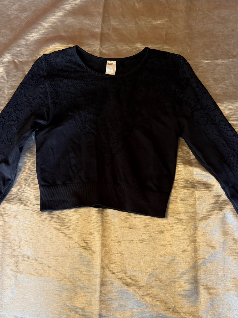 Fabletics Black Long-Sleeve Crop Top